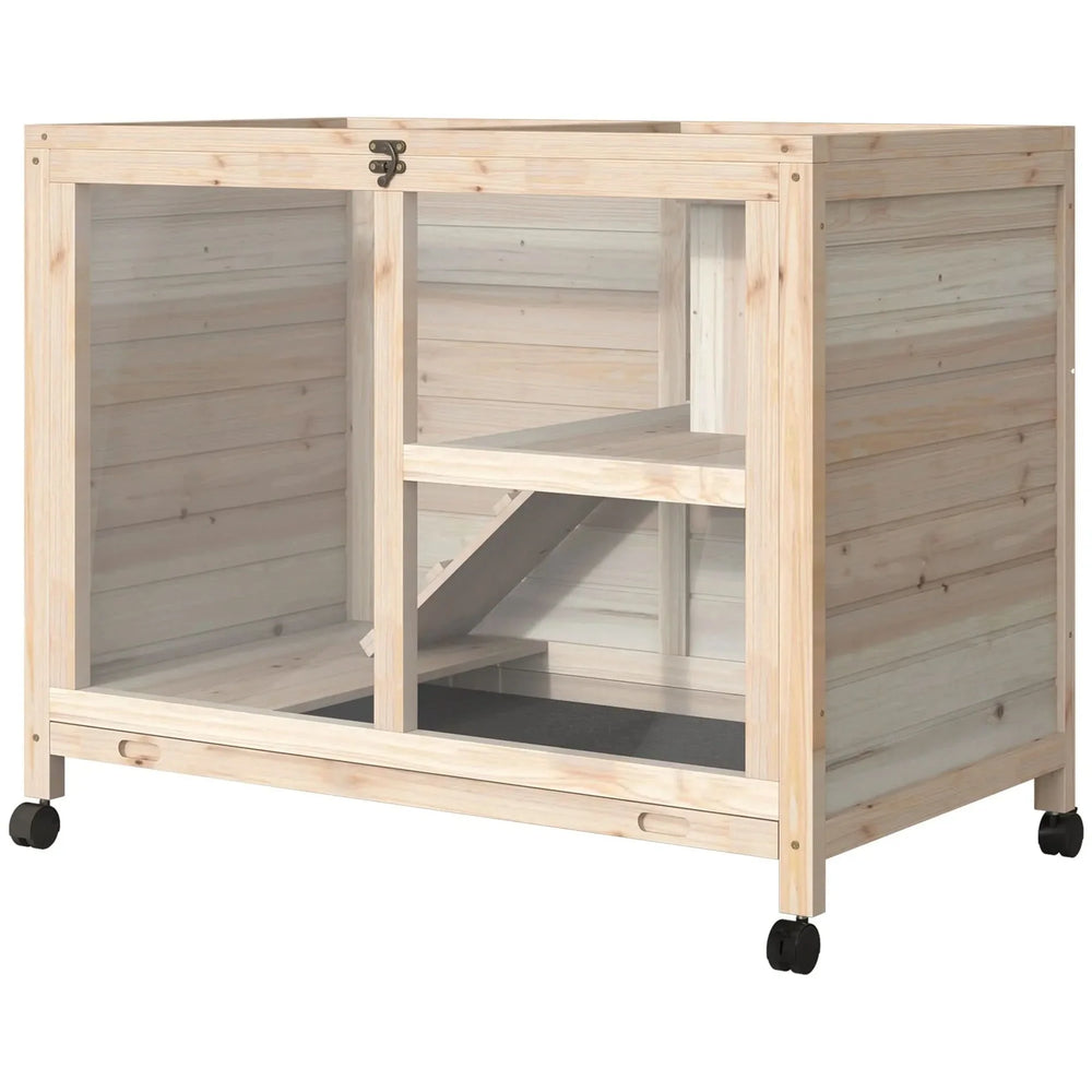 Indoor Rabbit Hutch Wood Waterproof Desk Sized For Small Pets Home Use Wheels Media 9