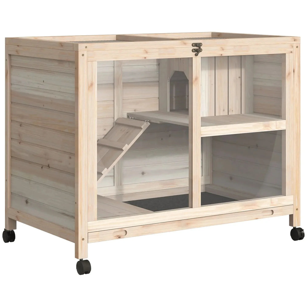 Indoor Rabbit Hutch Wood Waterproof Desk Sized For Small Pets Home Use Wheels Media 1