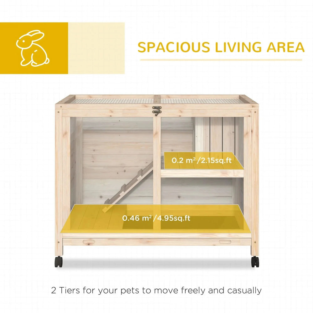Indoor Rabbit Hutch Wood Waterproof Desk Sized For Small Pets Home Use Wheels Media 7