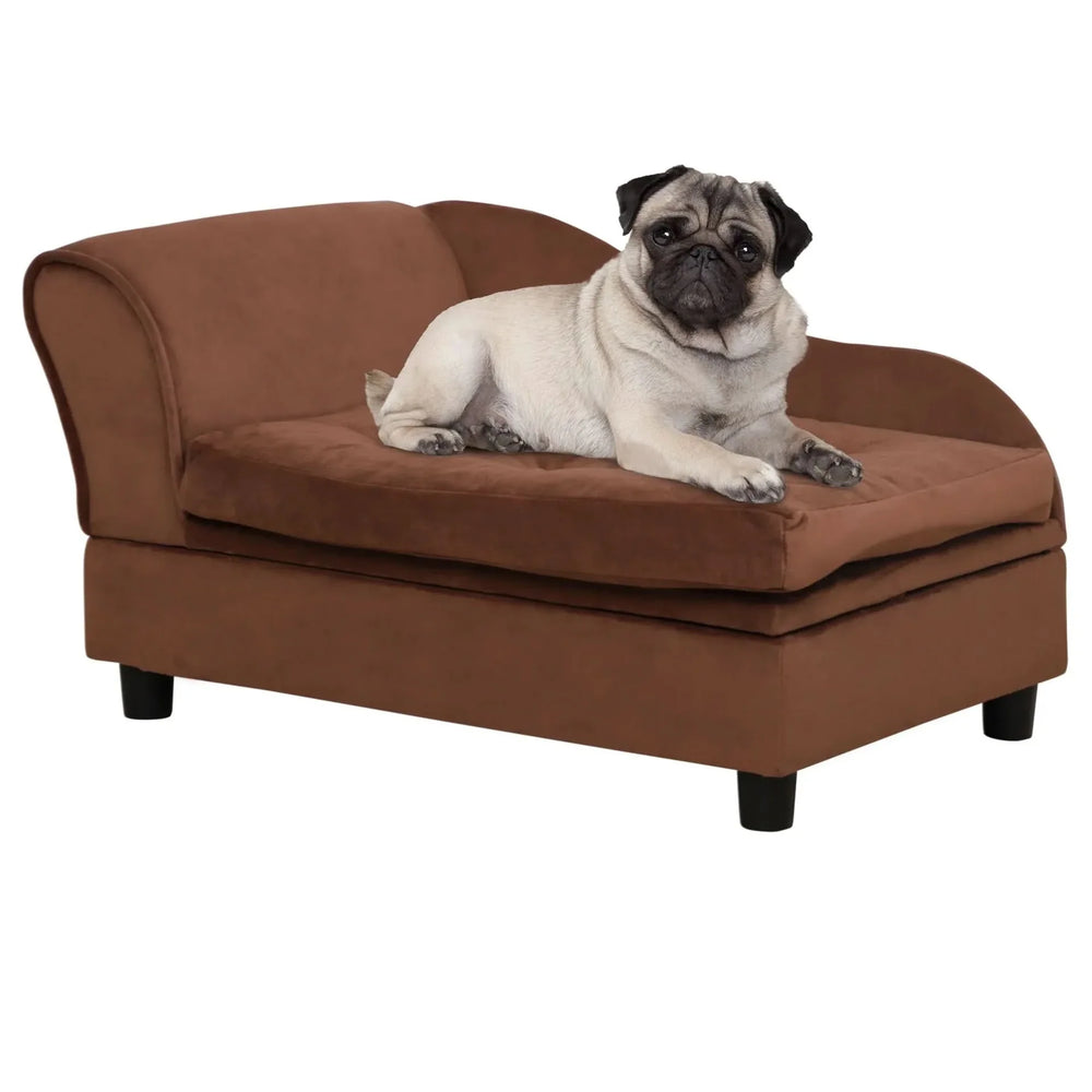 Small Dog Bed Polyester With Hidden Storage & Thick Foam Cushion Cozy Media 1