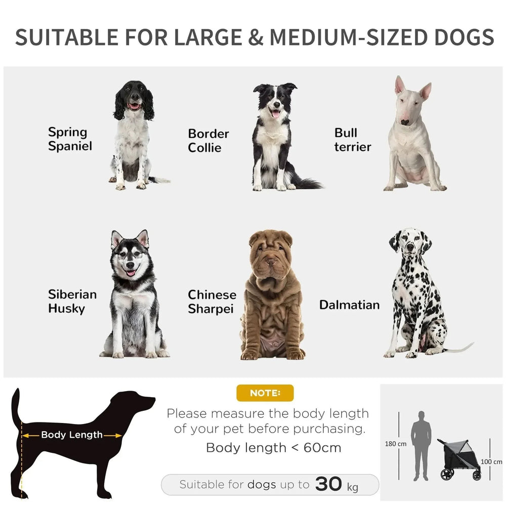 Dog Stroller For Large Dogs Foldable Steel Frame & Storage Mesh Window Media 4