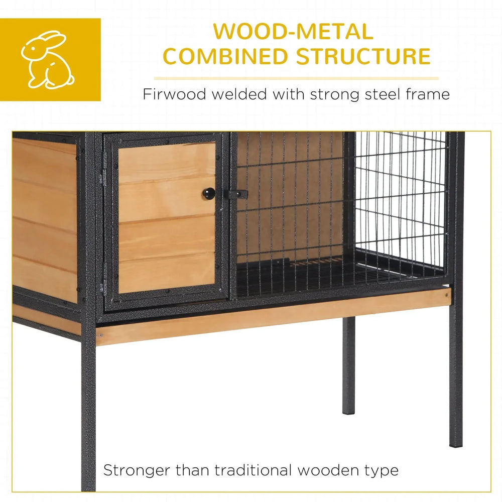 Rabbit Hutch Wood Elevated Raised Outdoor Habitat With Open Roof Access Media 2