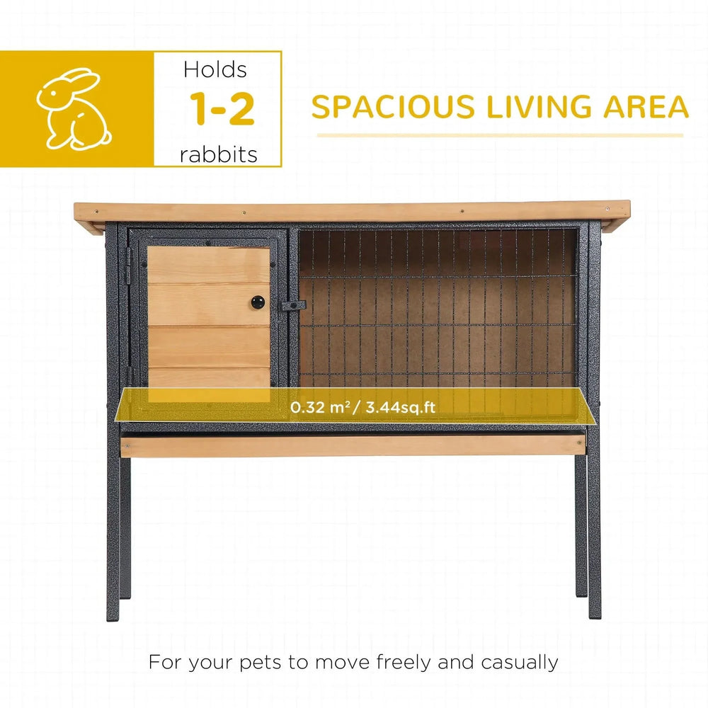 Rabbit Hutch Wood Elevated Raised Outdoor Habitat With Open Roof Access Media 6
