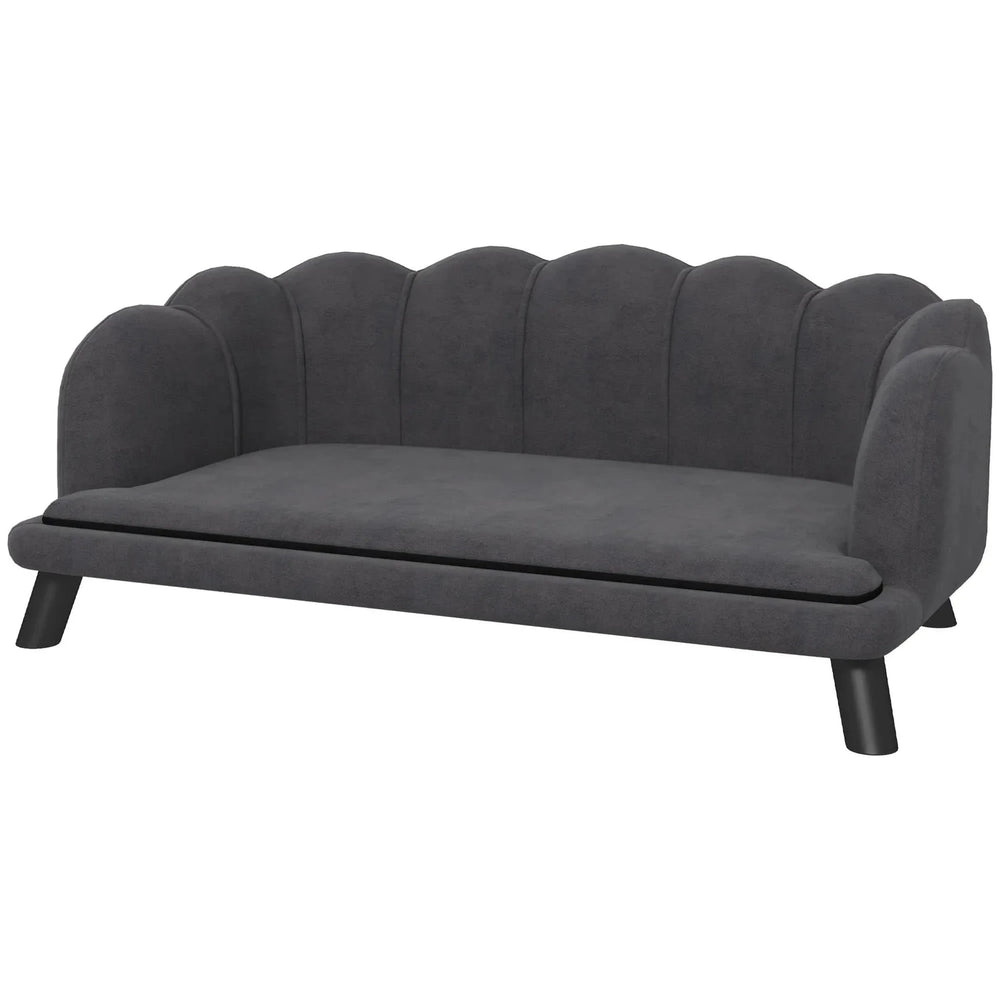 Velvet Dog Sofa & Foam Cushioning & For Large & Medium Dogs In Charcoal Gray Media 14
