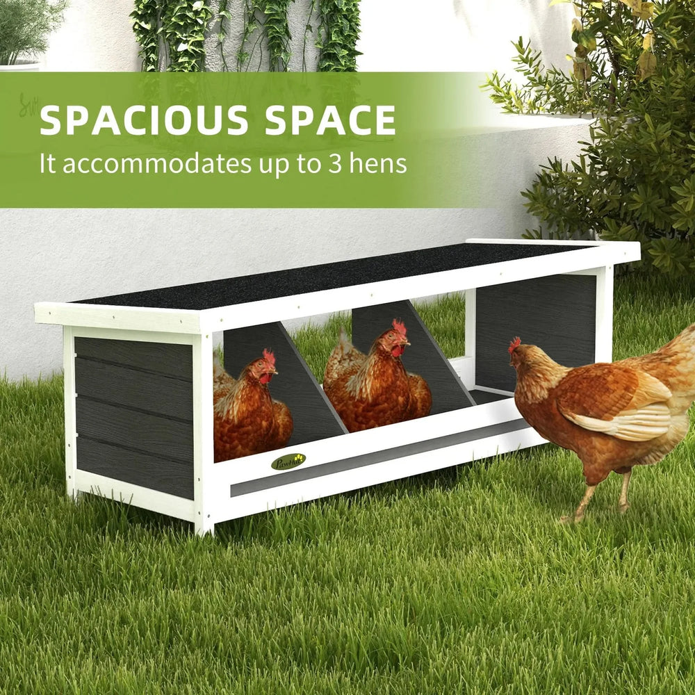 Chicken Nesting Box Wood Outdoor 3 Hole Laying Egg Box Asphalt Roof Media 4