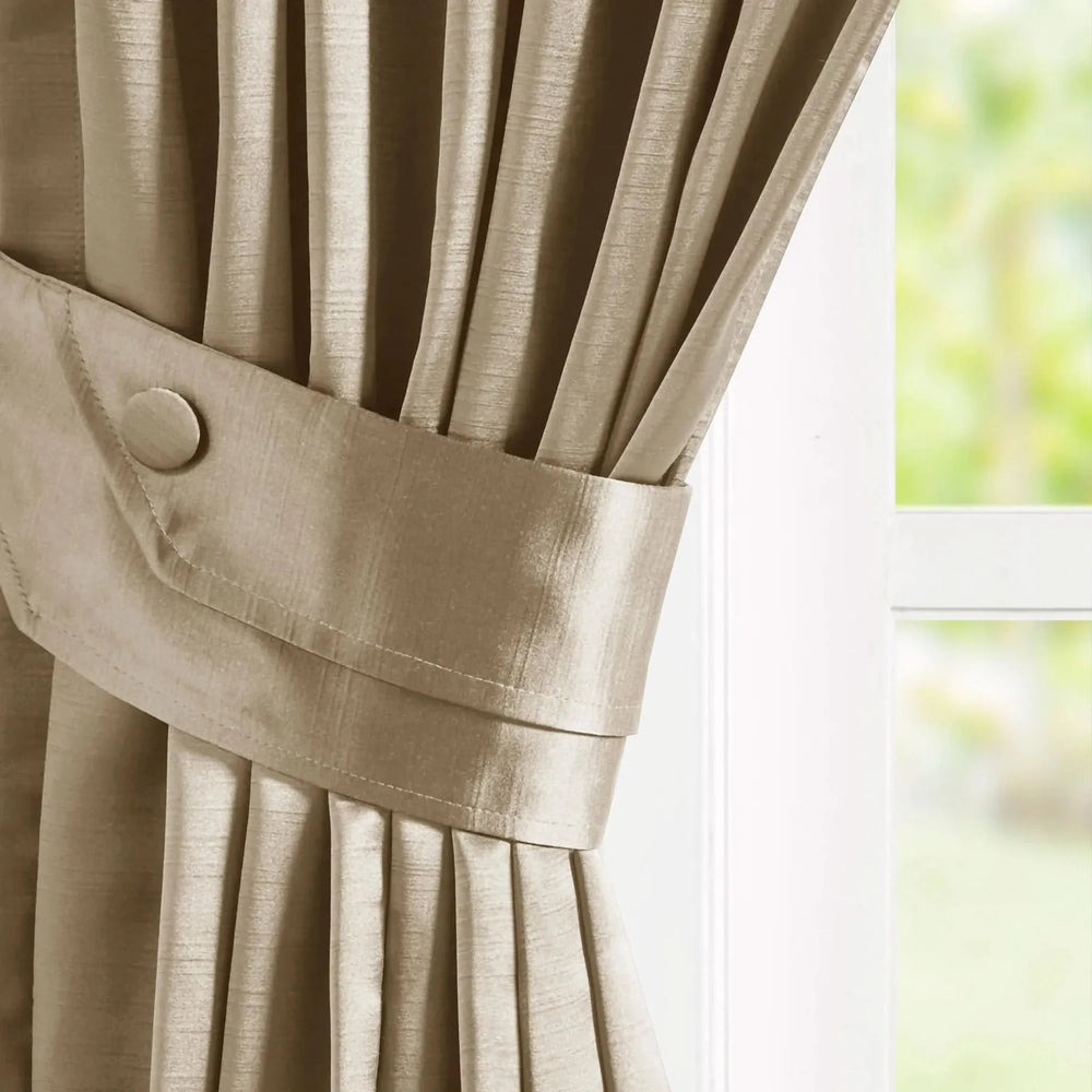 Pleat Curtain Panel Polyester Champagne With Tieback 52x84 Single Media 12