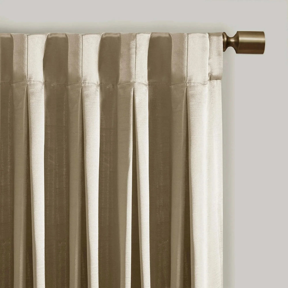 Pleat Curtain Panel Polyester Champagne With Tieback 52x84 Single Media 7