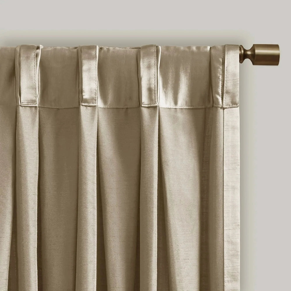 Pleat Curtain Panel Polyester Champagne With Tieback 52x84 Single Media 11