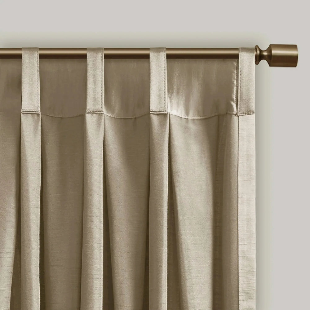 Pleat Curtain Panel Polyester Champagne With Tieback 52x84 Single Media 10