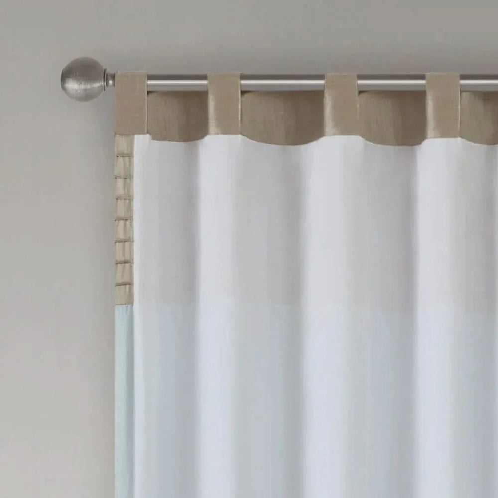 Pintuck Curtain Panel Polyester Blue Transitional Window Drapery Panel Media 9