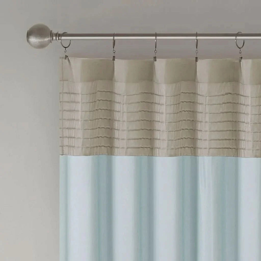Pintuck Curtain Panel Polyester Blue Transitional Window Drapery Panel Media 8