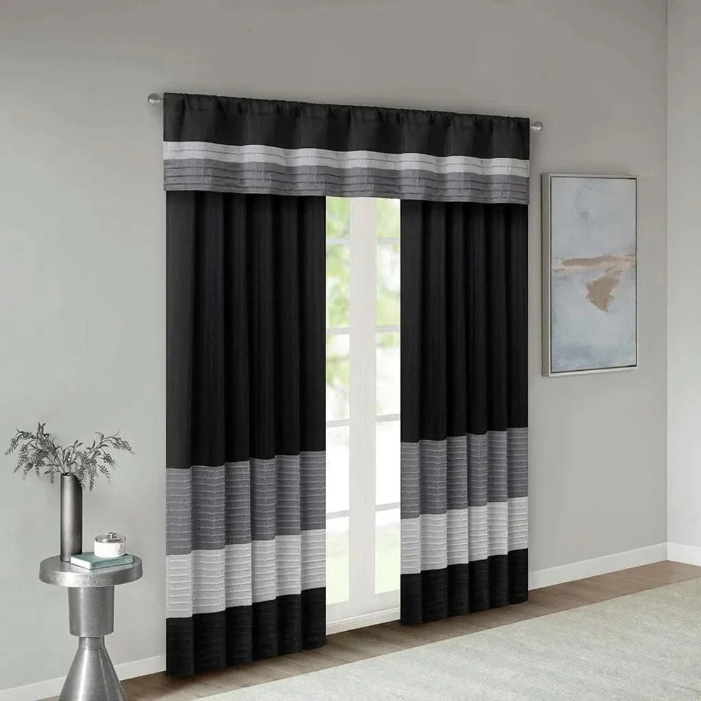 Curtain Panel Polyester Pintuck Back Tab Window Curtain 84 Inch Long Media 1