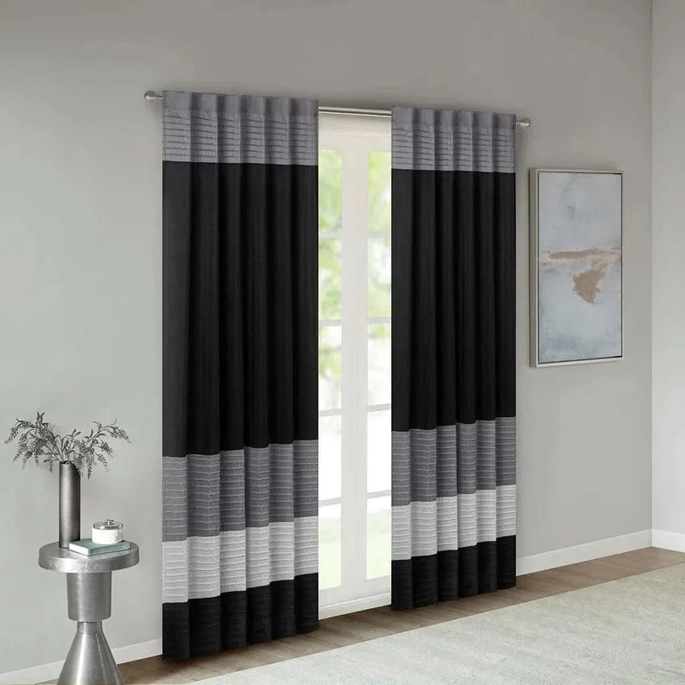 Curtain Panel Polyester Pintuck Back Tab Window Curtain 84 Inch Long Media 2