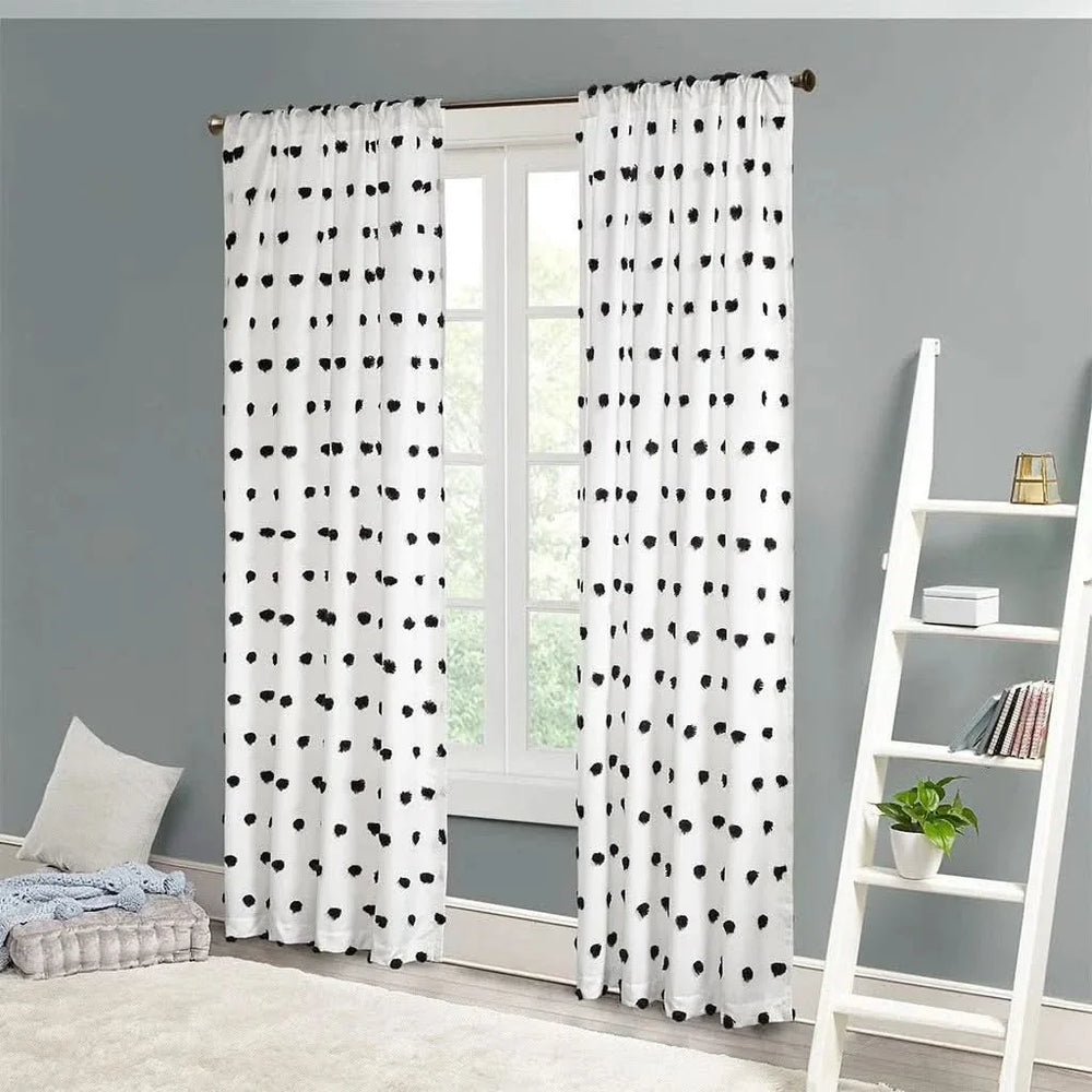 Pom Pom Curtain Panel Polyester Light Filtering Casual Window Treatment Media 1