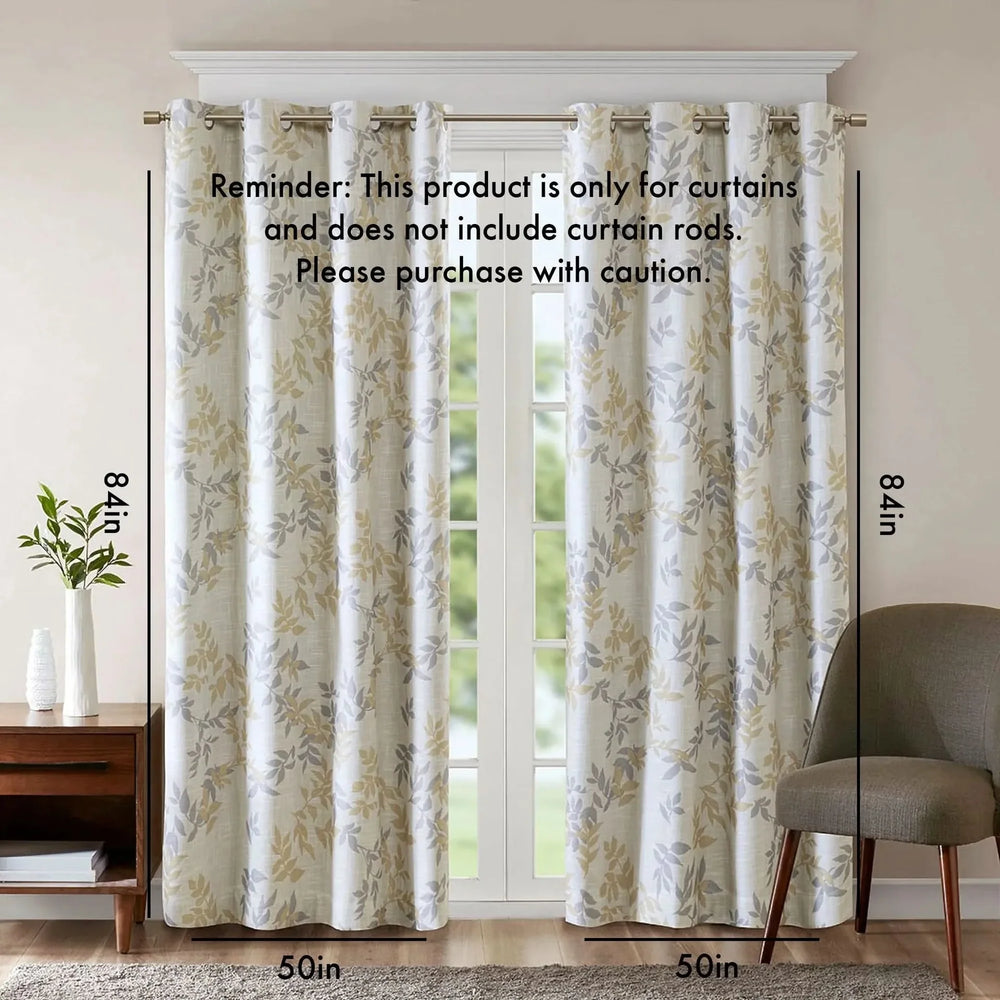Botanical Blackout Curtain Polyester Printed Botanical Leaf Pattern Media 2