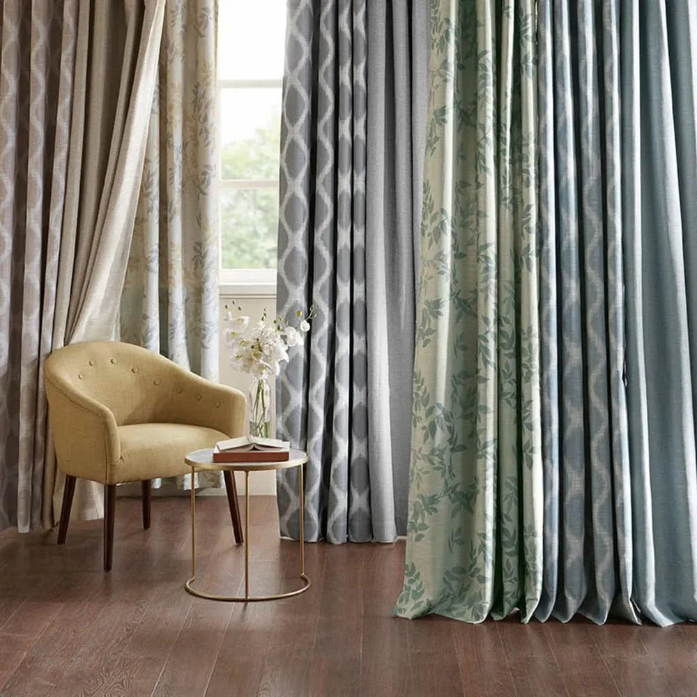 Botanical Blackout Curtain Polyester Printed Botanical Leaf Pattern Media 10