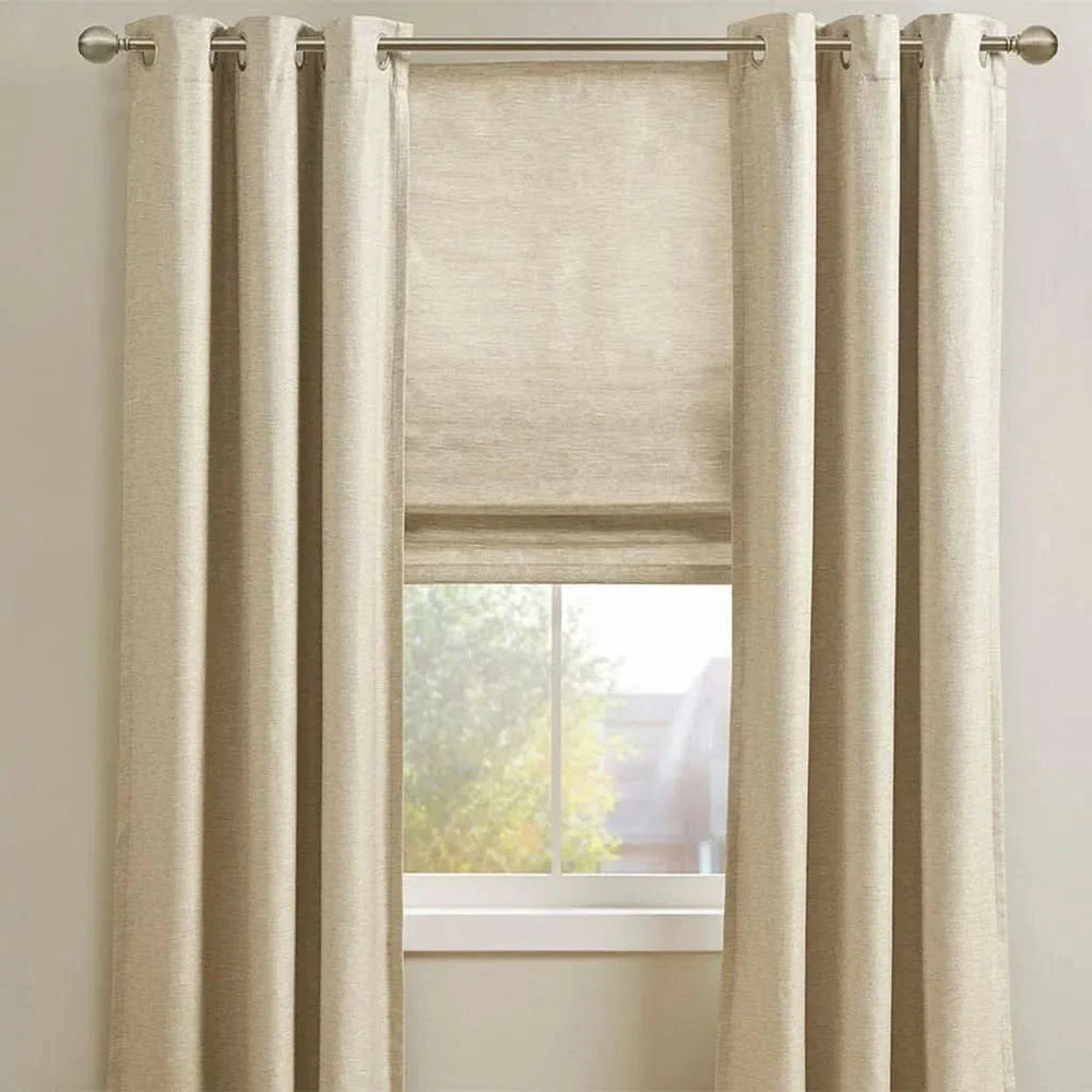 Room Darkening Cordless Roman Shade Polyester Faux Silk Texture Modern Media 18