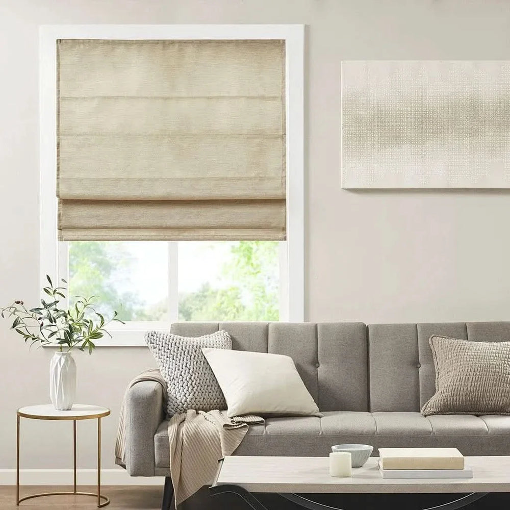 Room Darkening Cordless Roman Shade Polyester Faux Silk Texture Modern Media 2