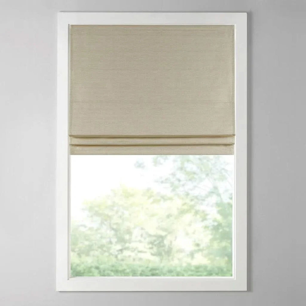 Room Darkening Cordless Roman Shade Polyester Faux Silk Texture Modern Media 17
