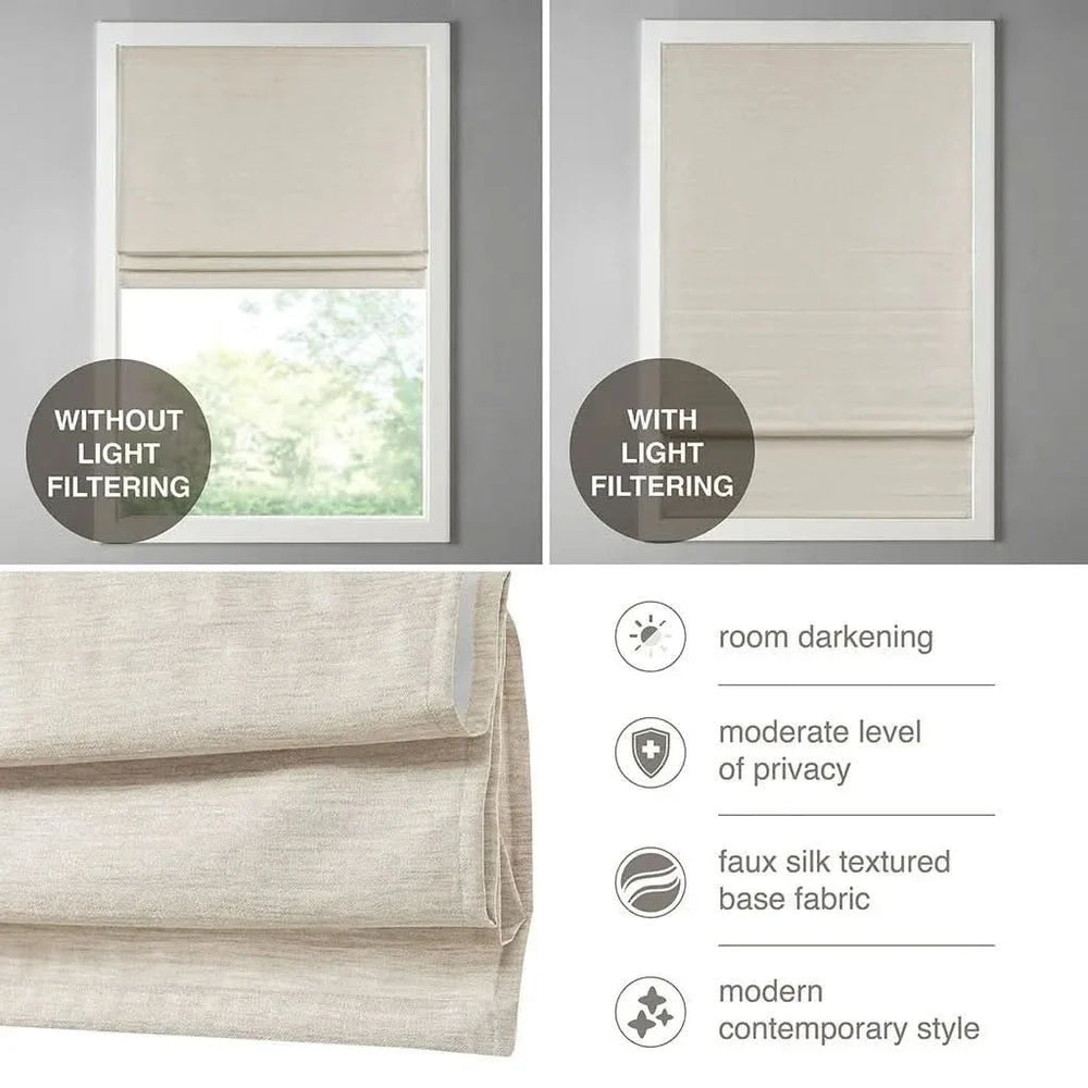 Room Darkening Cordless Roman Shade Polyester Faux Silk Texture Modern Media 14
