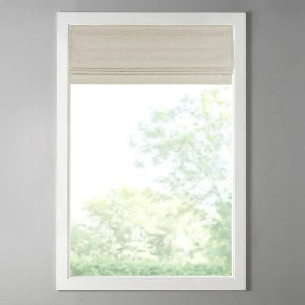 Cordless Roman Shade Printed Faux Silk Textured Ivory Room Darkening Media 12