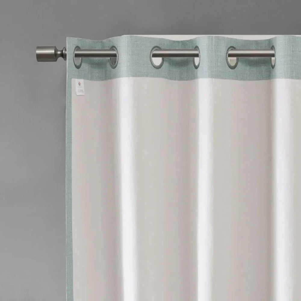 Blackout Curtain Panel Polyester Grommet Top Printed Heathered Dusty Seafoam Media 11