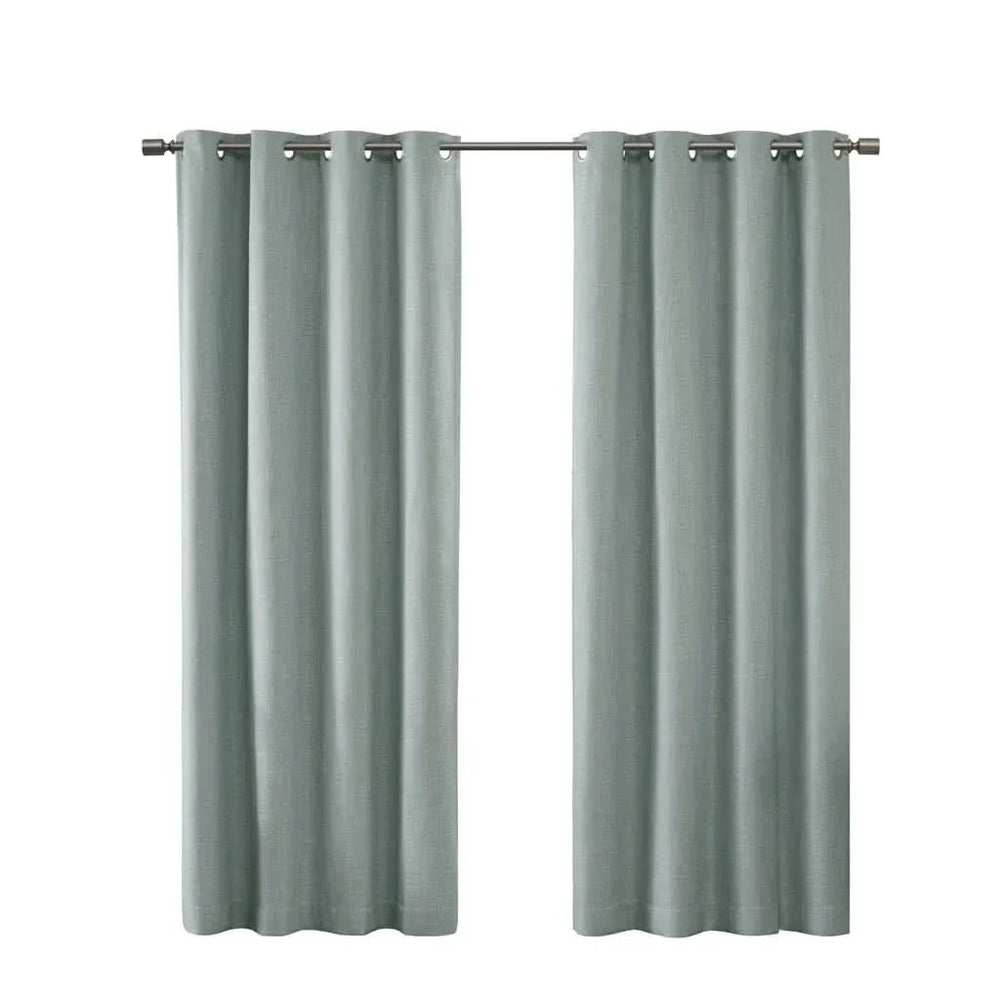 Blackout Curtain Panel Polyester Grommet Top Heathered Dusty Seafoam Media 12