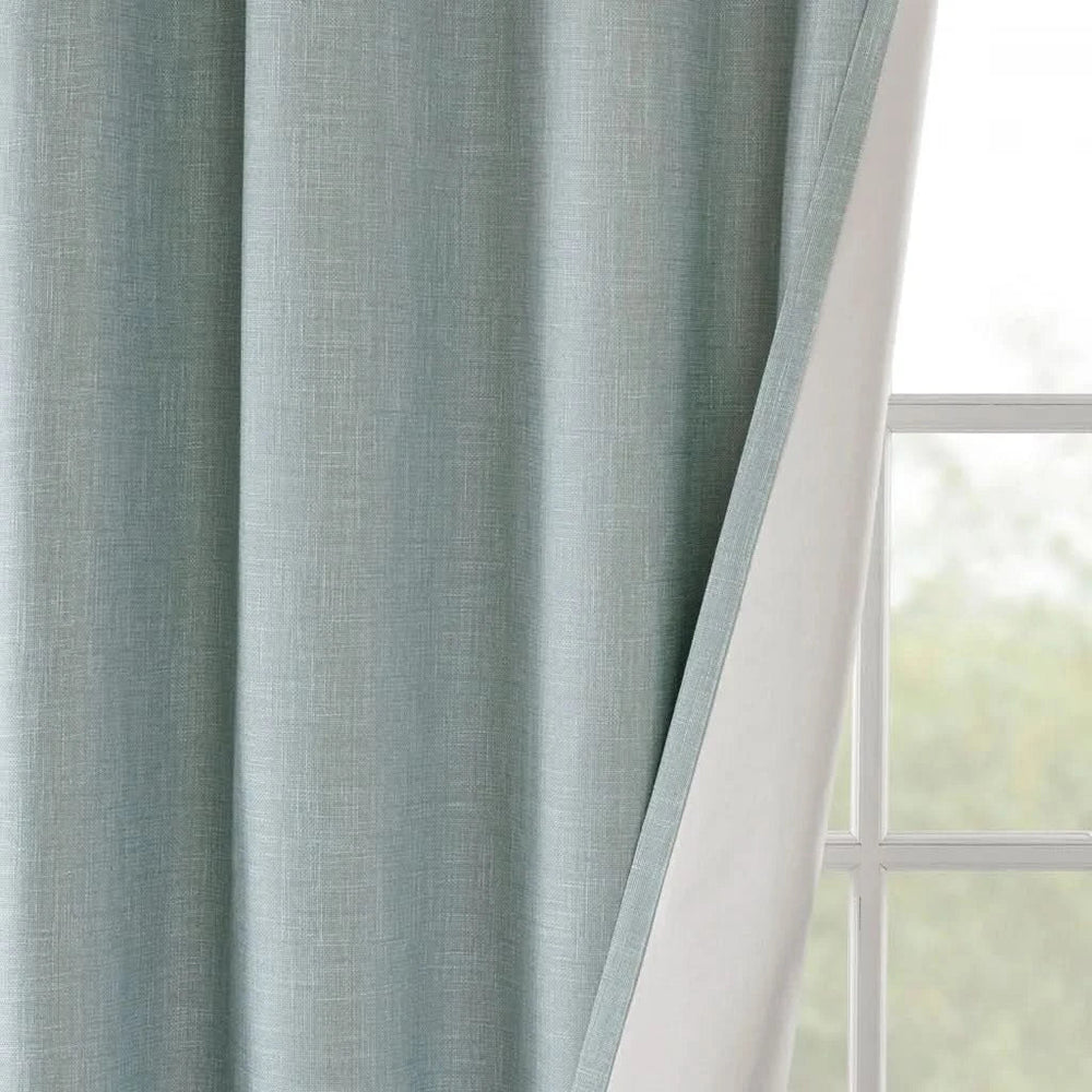 Blackout Curtain Panel Polyester Grommet Top Heathered Dusty Seafoam Media 8