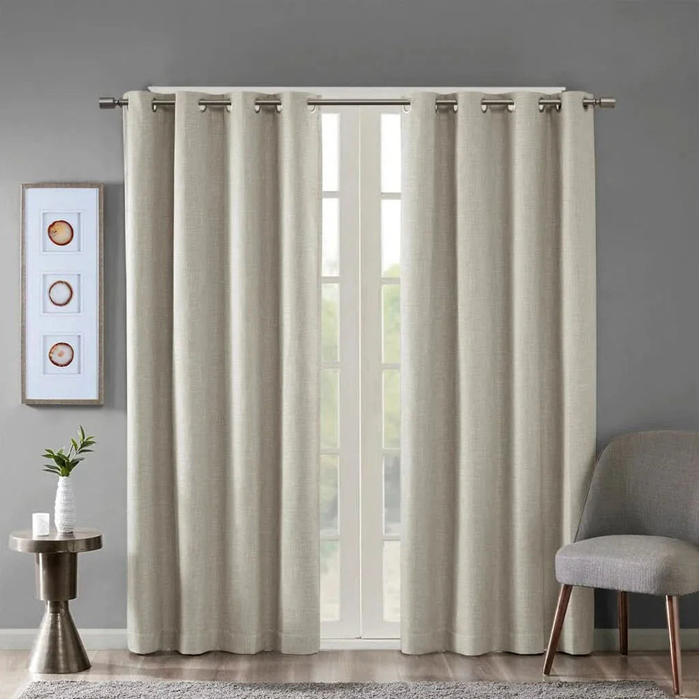 Blackout Curtain Panel Polyester Grommet Top 84 Inch Length Light Blocking Media 1