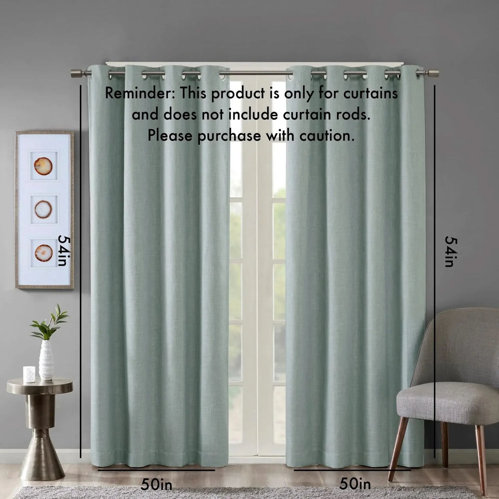 Blackout Curtain Panel Polyester Grommet Top Printed Heathered Dusty Seafoam Media 2