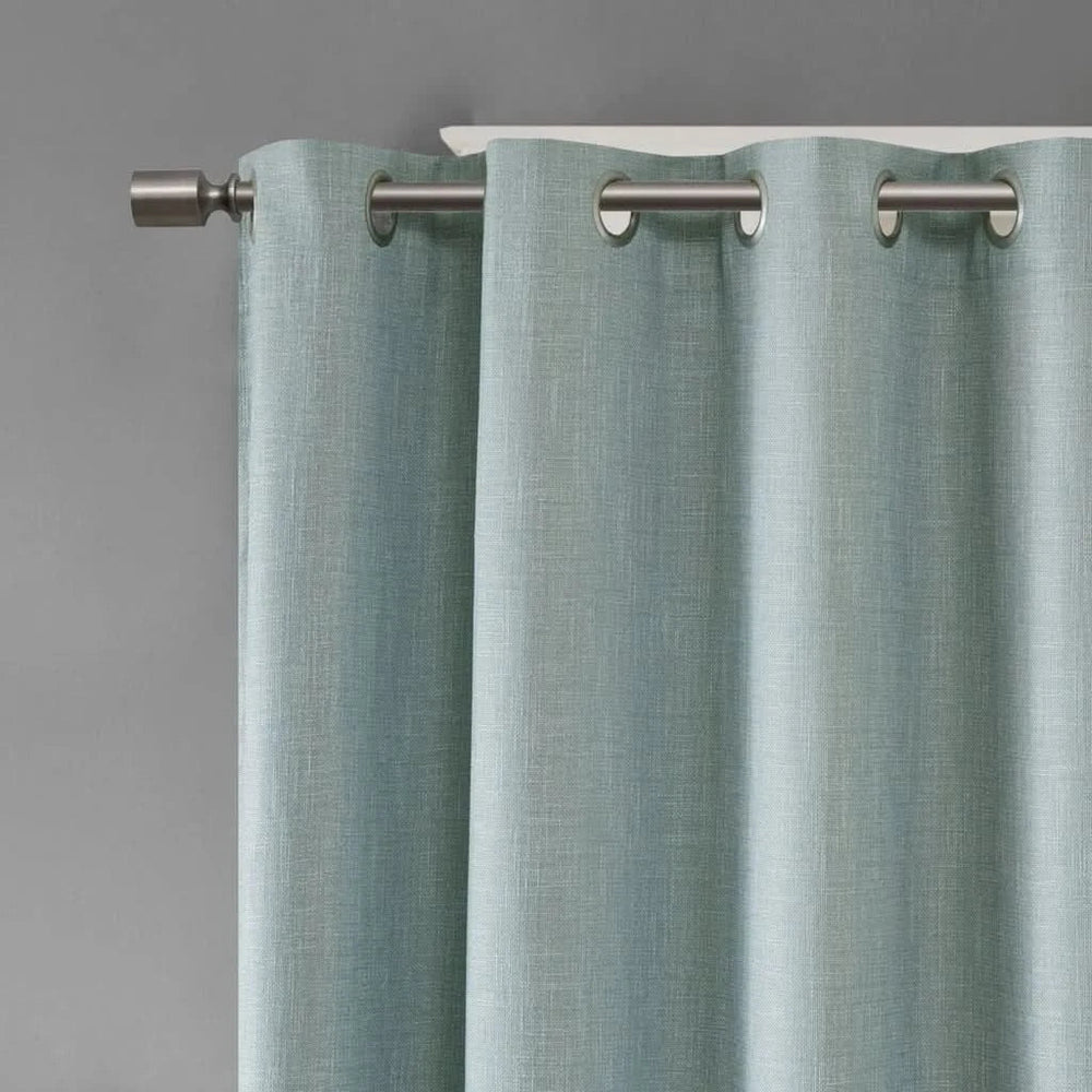 Blackout Curtain Panel Polyester Grommet Top Heathered Dusty Seafoam Media 3