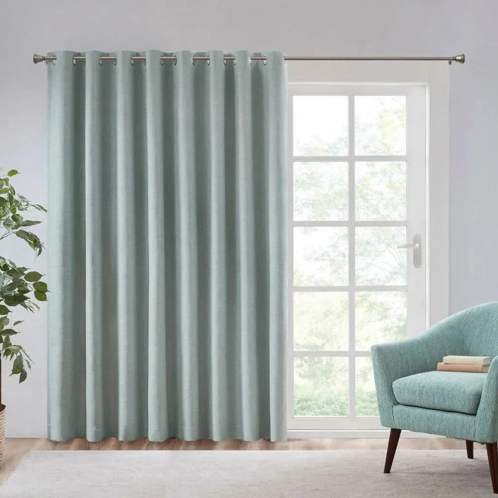 Blackout Window Panel Polyester Heathered Print Patio Curtain Panel Media 1