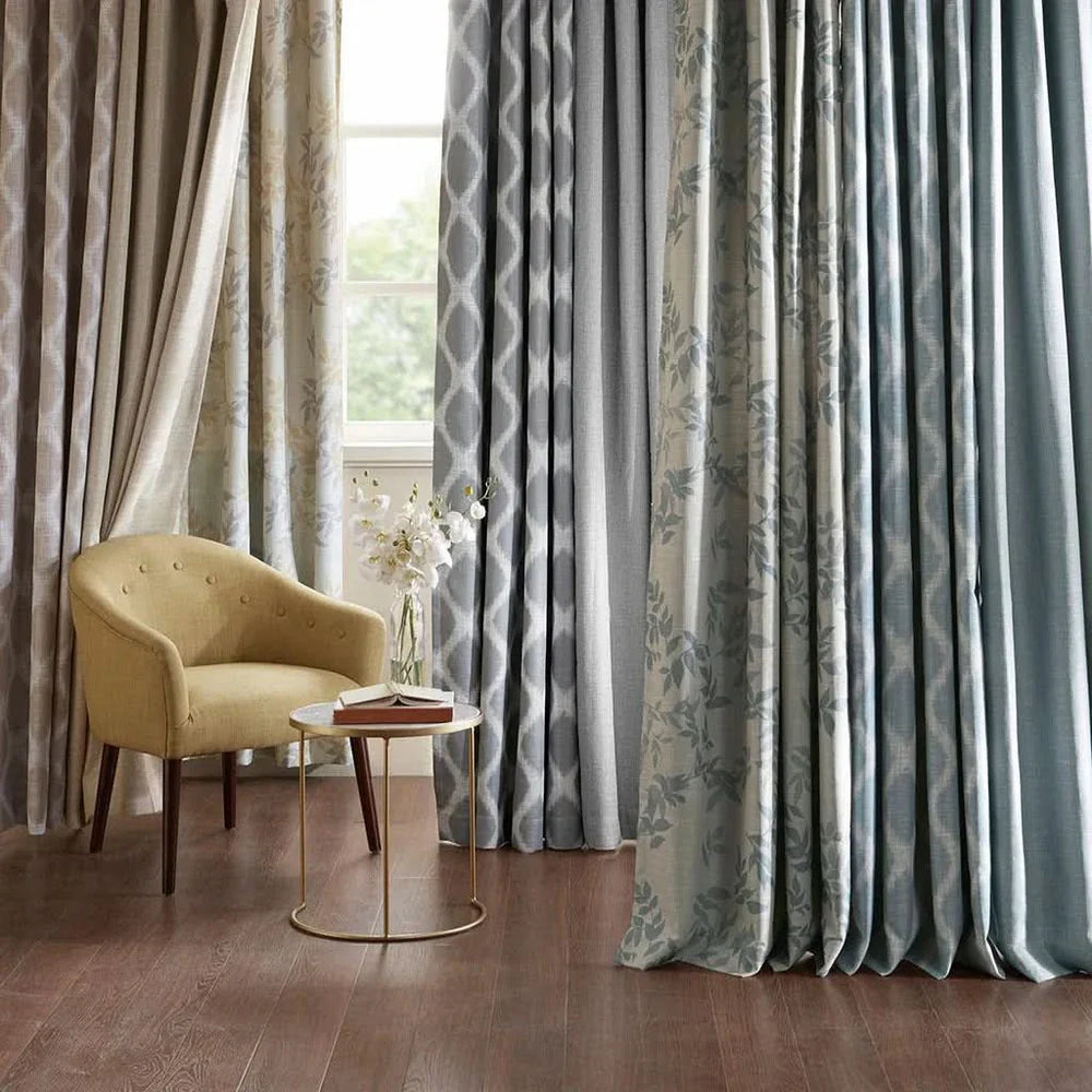 Ikat Blackout Curtain Polyester Textured Panel For Living Room Decor Media 7