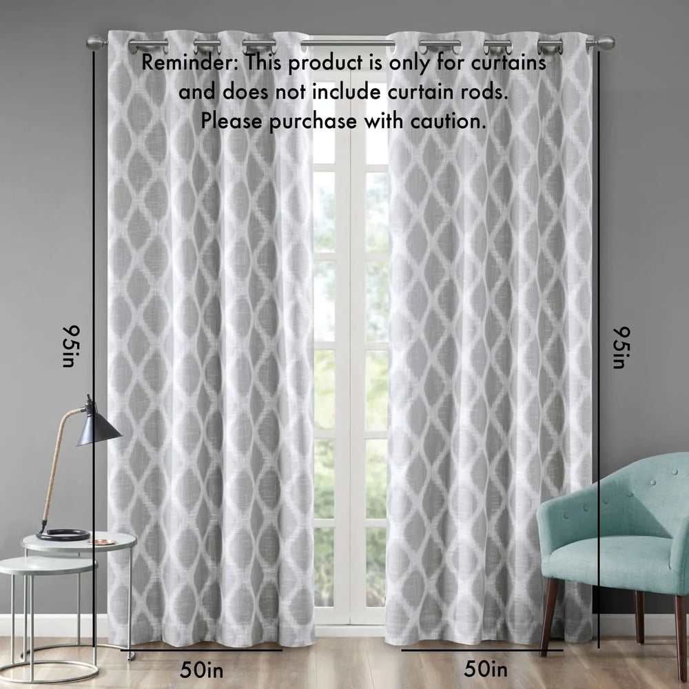 Ikat Blackout Curtain Polyester Textured Grey 95 Inch Length Panel Media 3