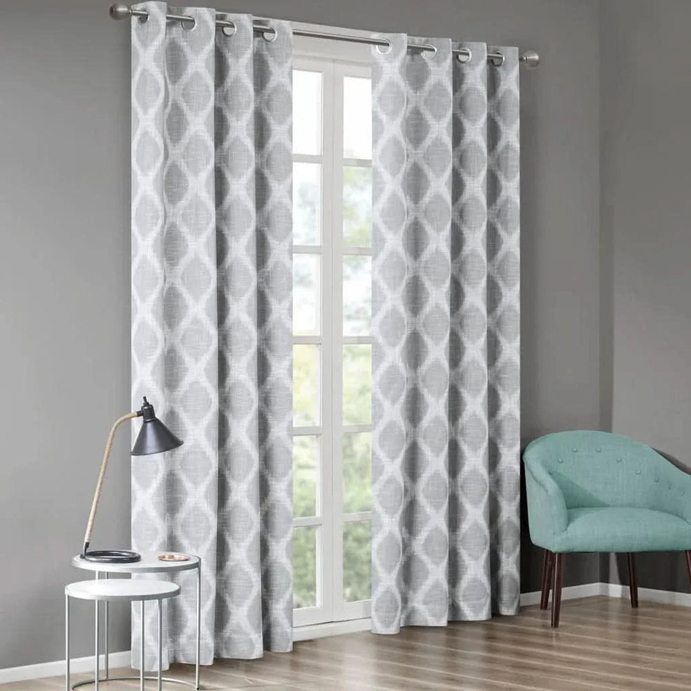 Ikat Blackout Curtain Polyester Textured Grey 95 Inch Length Panel Media 8