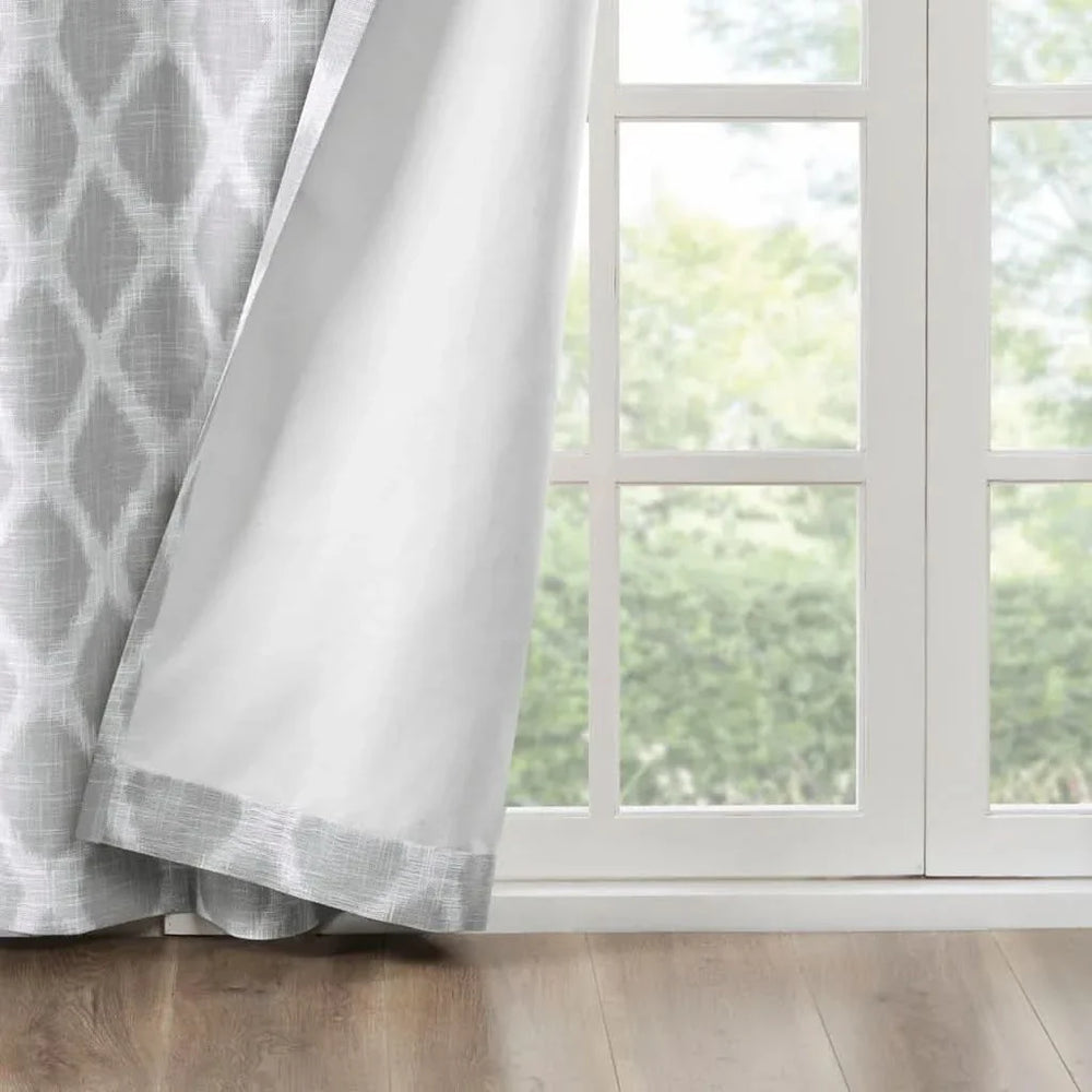 Ikat Blackout Curtain Polyester Textured Grey 95 Inch Length Panel Media 5