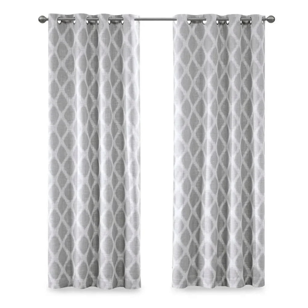 Grey Ikat Blackout Curtain Polyester Room Darkening Panel For Living Room Media 10