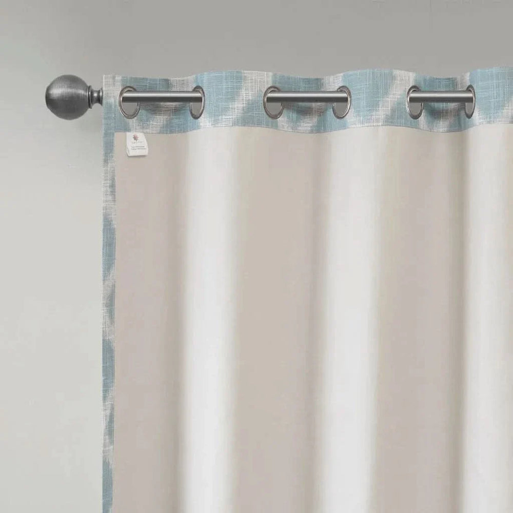 Ikat Blackout Curtain Panel Polyester Aqua Room Darkening 84 Inch Length Media 11
