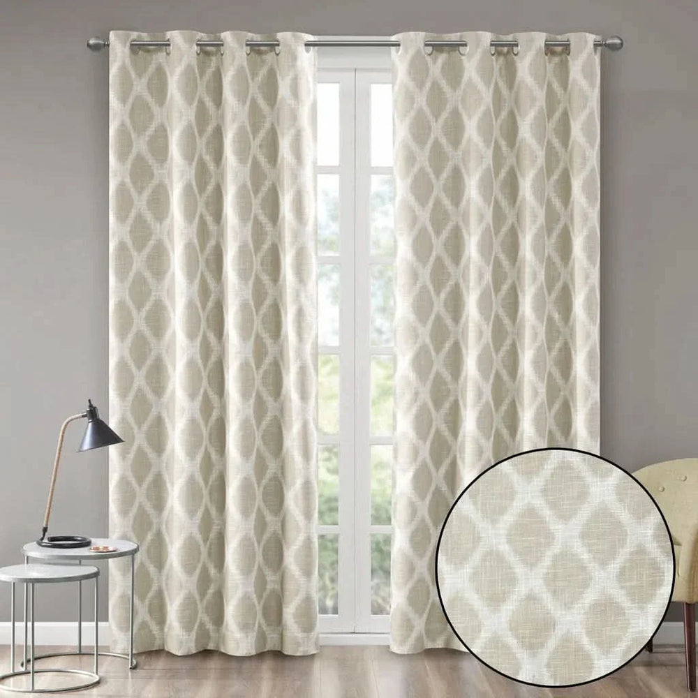 Ikat Blackout Curtain Polyester Textured Panel For Living Room Decor Media 8