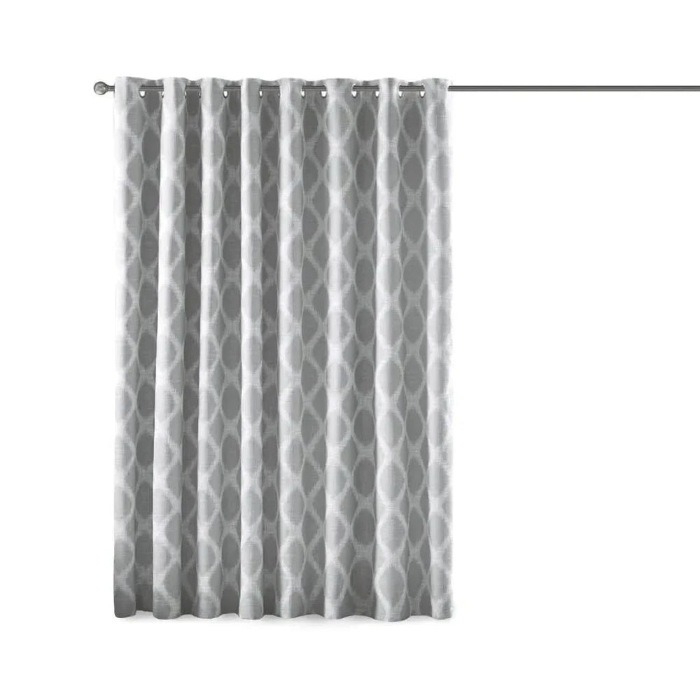 Blackout Patio Curtain Polyester Ikat Print Grey Panel For Windows Media 16