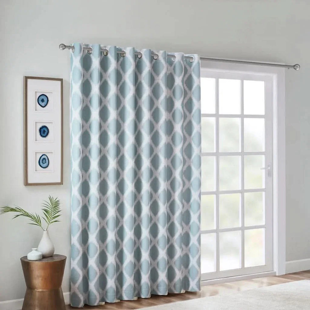Printed Ikat Blackout Curtain Polyester For Patio Doors One Panel Media 3