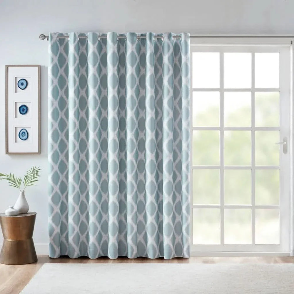 Printed Ikat Blackout Curtain Polyester For Patio Doors One Panel Media 1
