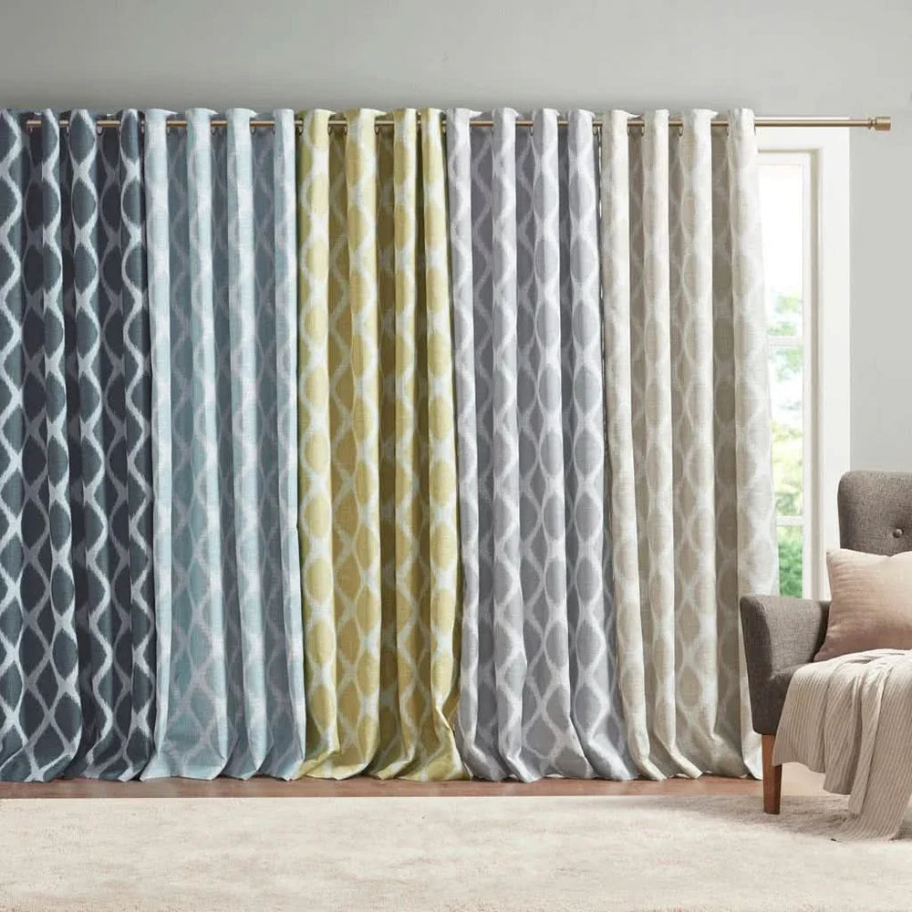 Ikat Blackout Curtain Polyester Patio Window Panel Multicolor Textured Media 11