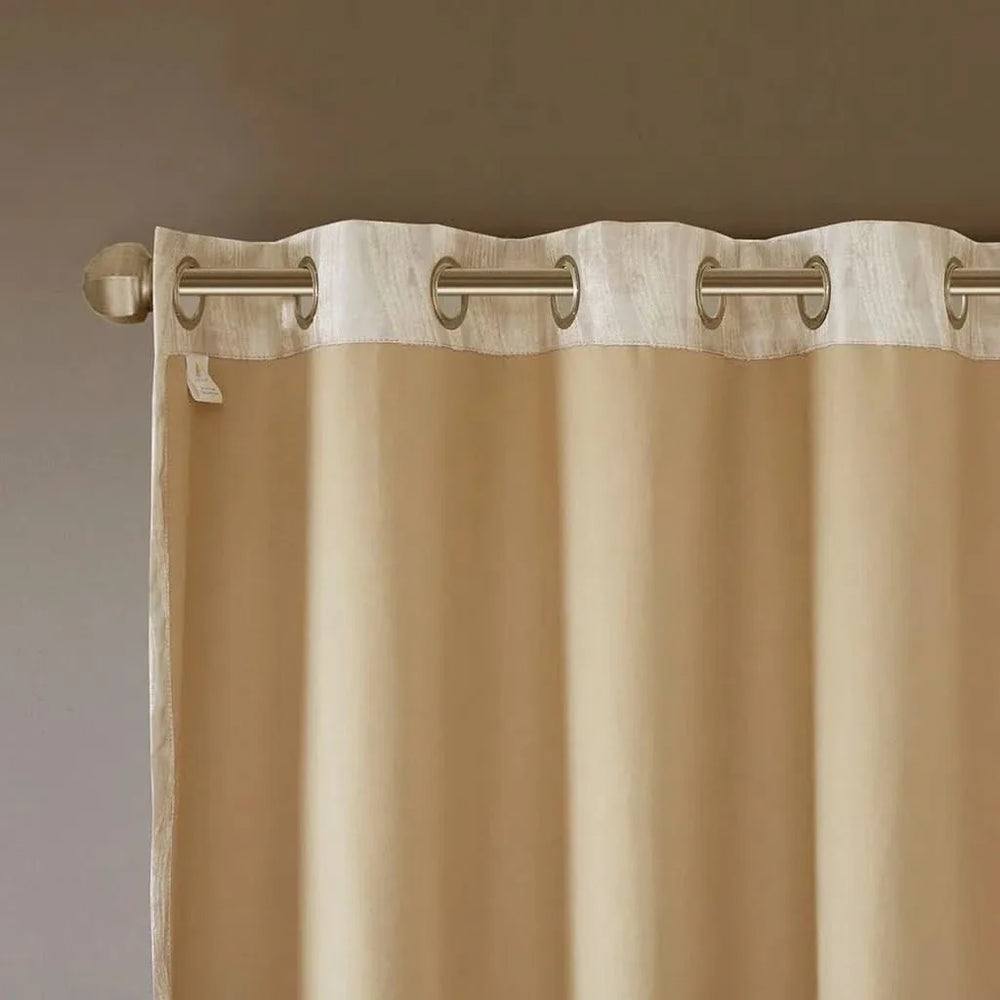 Total Blackout Jacquard Curtain Panel Polyester Grommet Top Ivory Media 2