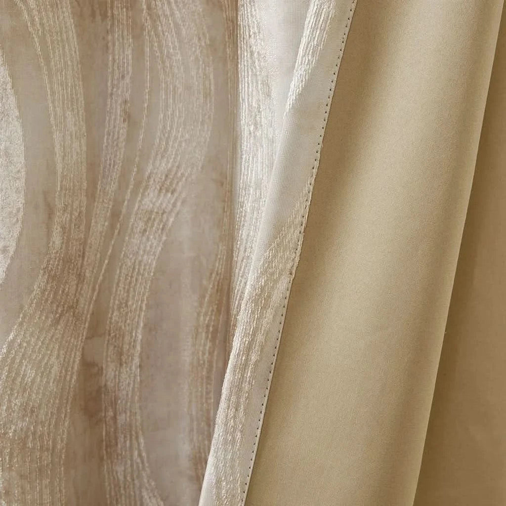 Blackout Curtain Panel Polyester Grommet Top Jacquard Wavy Design Media 13