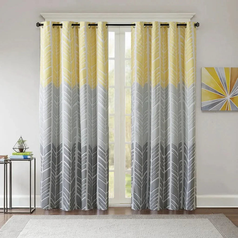 Total Blackout Curtain Panel 84 Inch Length Polyester Chevron Print Media 1