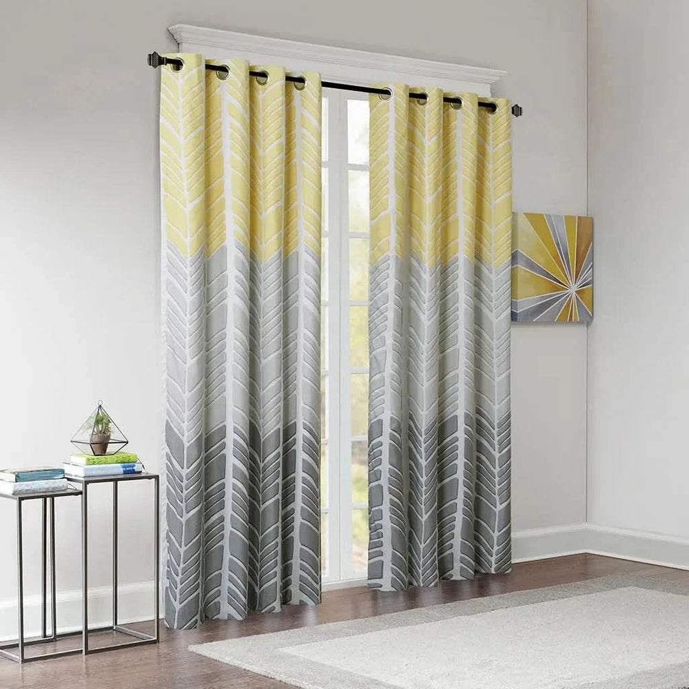 Total Blackout Curtain Panel 84 Inch Length Polyester Chevron Print Media 2