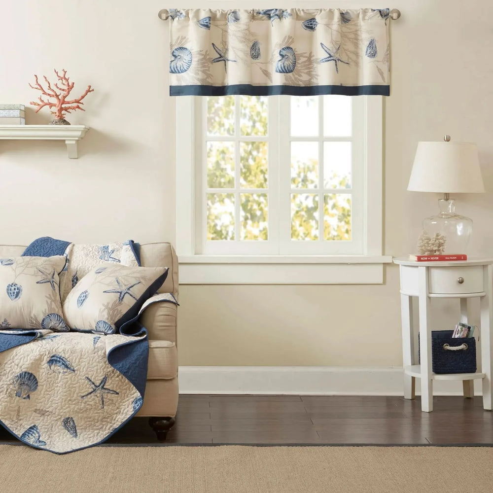Printed Valance Cotton Navy All Over Print 50x18 Window Curtain Accent Piece Media 4