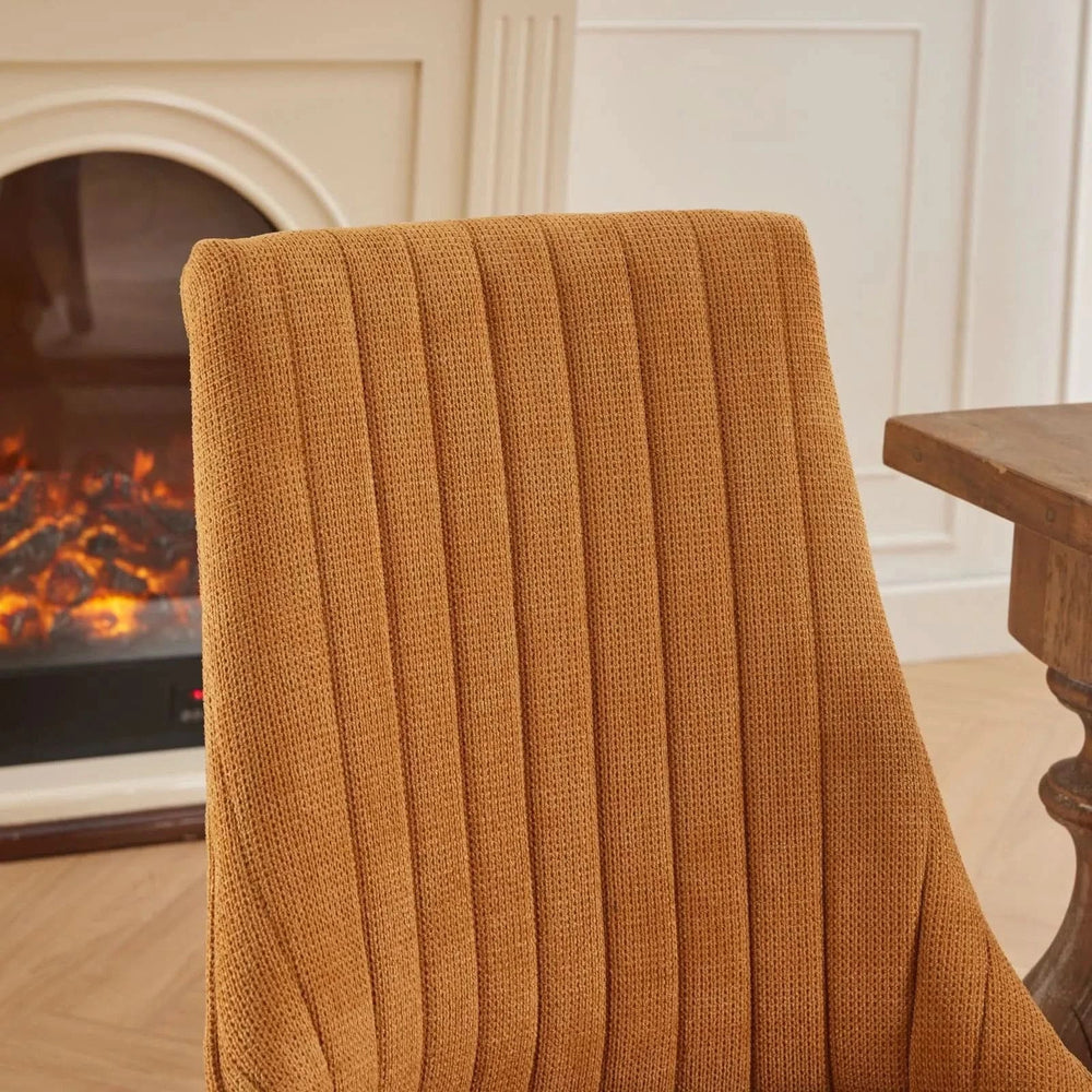 Dining Chairs Linen Classic Channel Back Solid Wood Legs Set Of 2 Media 9