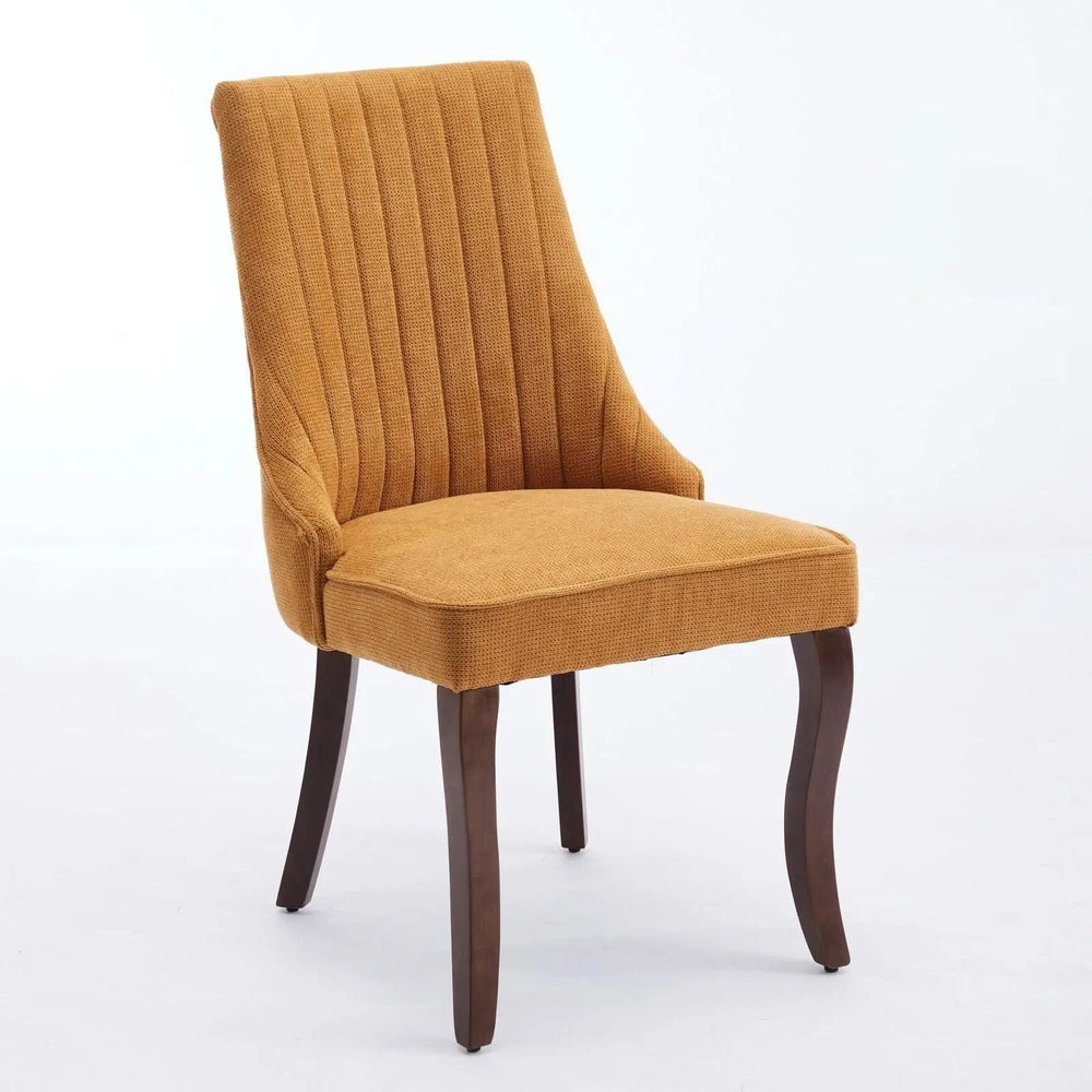 Dining Chairs Linen Classic Channel Back Solid Wood Legs Set Of 2 Media 3
